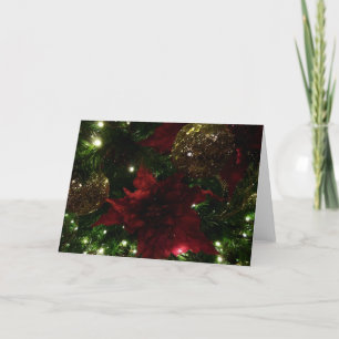 Maroon and Gold Christmas Tree I Holiday Photo Card