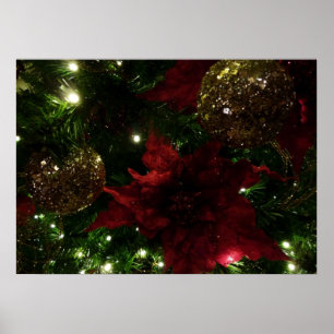 Maroon and Gold Christmas Tree I Holiday Photo Poster