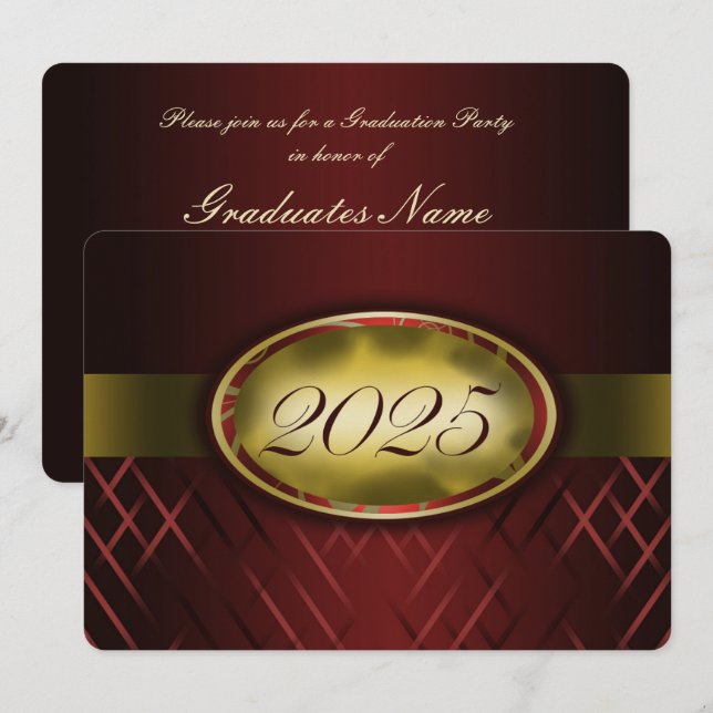 Maroon and Gold Class of 2025 Party Invitation (Front/Back)