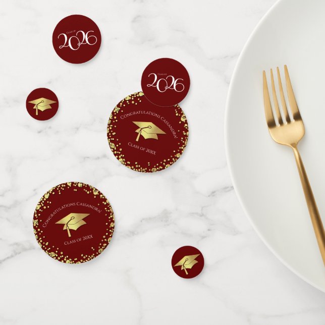 Maroon and Gold Graduation Confetti (Group)