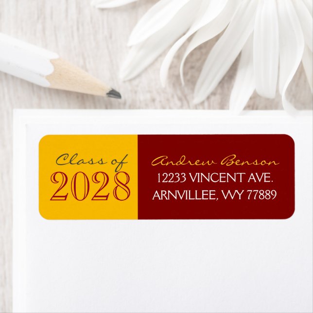 Maroon and Gold Graduation Return Address Labels (Insitu)