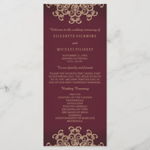 Maroon and Gold Indian Inspired Wedding Program