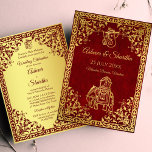 Maroon and gold Indian wedding elephant grooms Invitation<br><div class="desc">Maroon and gold Indian wedding elephant grooms wedding invitation editable template instant digital download,  gold border Ganesha wedding elephant with groom and wedding details and rsvp at the back all in one wedding invitation</div>