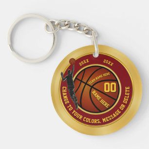 Maroon and Gold Personalized Basketball Keychains