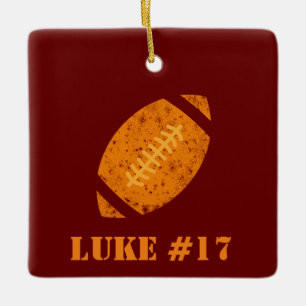 Maroon and Gold Personalized Football  Ceramic Orn Ornament