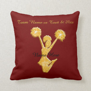 Maroon and Gold Personalized Senior Cheer Gifts Throw Pillow