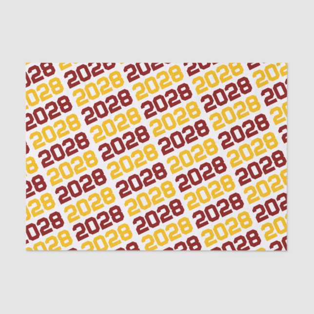 Maroon and Gold Repeating Class Year Graduation Tissue Paper (Front)