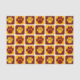 Maroon and Gold Repeating Pawprint  Tissue Paper