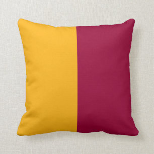 Maroon and Gold Split Colour Throw Pillow