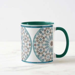 Maroon and Green Geometric Pattern Mug