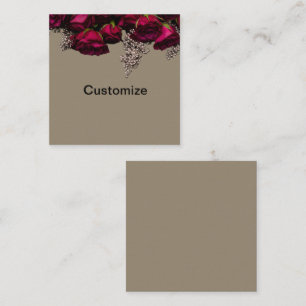 Maroon and Grey floral Flat Note Card