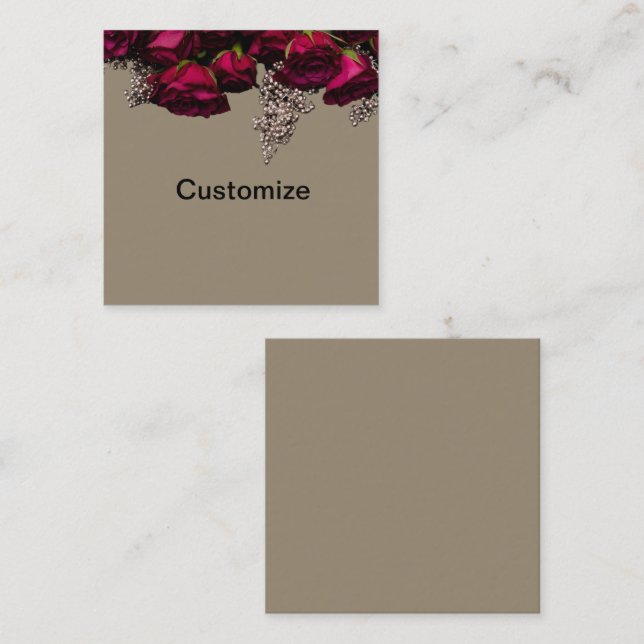 Maroon and Grey floral  Flat Note Card (Front/Back)