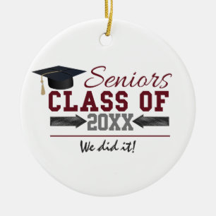 Maroon and Grey Graduation Photo Ornament