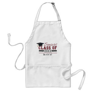 Maroon and Grey Typography Graduation Apron