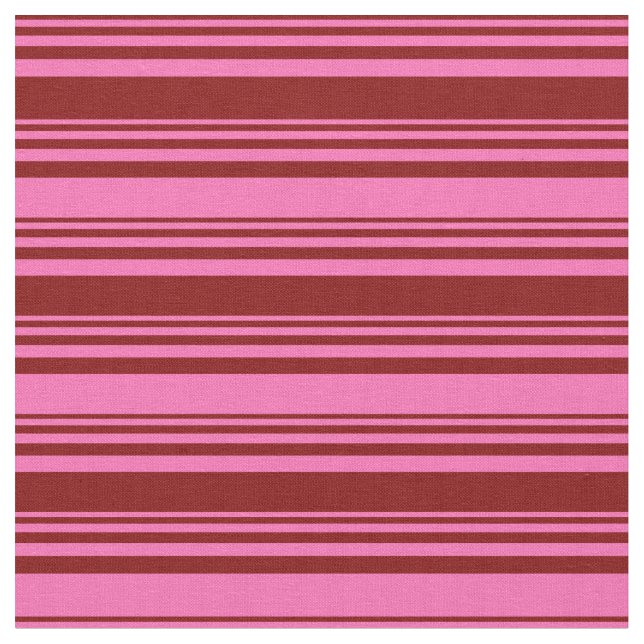 Maroon and Hot Pink Lined Pattern Fabric (Close Up)
