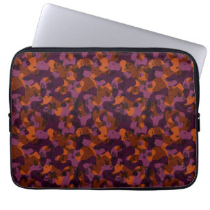 maroon and orange camo abstract laptop sleeve