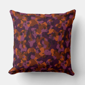 maroon and orange camo abstract throw pillow