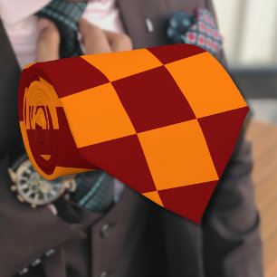Maroon and Orange Chequered Vintage Tie