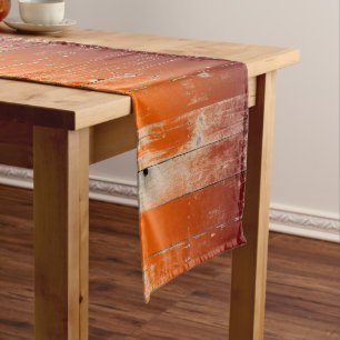 Maroon and Orange Team Colours Rustic Barn Wood Long Table Runner