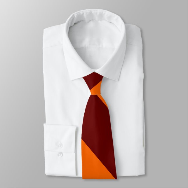 Maroon and Orange University Stripe Tie (Tied)