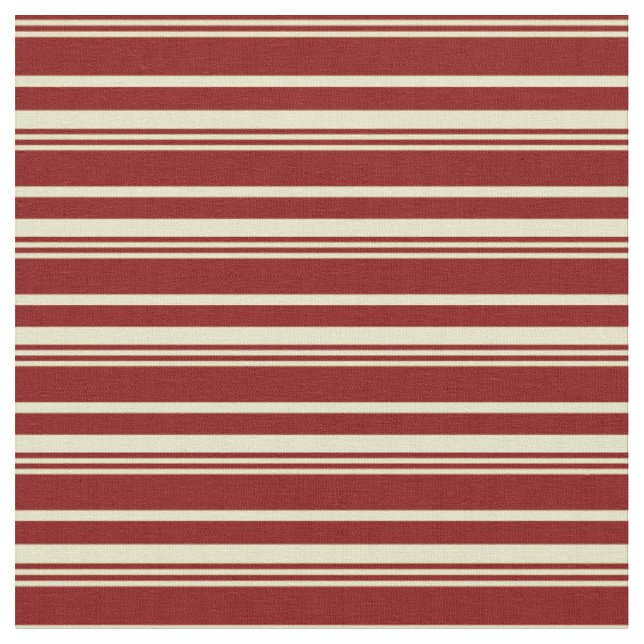Maroon and Pale Goldenrod Pattern of Stripes Fabric (Close Up)