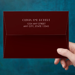 Maroon and pale pink simple wedding envelope