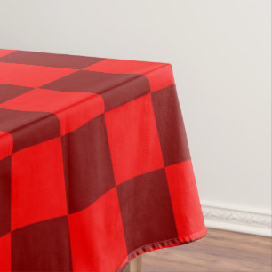 Maroon and Red Chequered Vintage Tablecloth