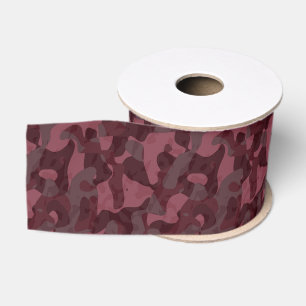 Maroon and Rose Camo abstract Grosgrain Ribbon