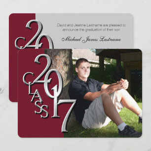Maroon and Silver 2017 Graduation Invitation