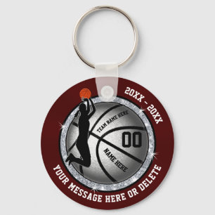 Maroon and Silver Cheap Basketball Gifts for Girls Keychain