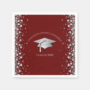 Maroon and Silver Graduation Napkin
