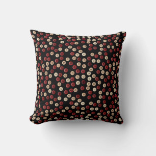 Maroon and Tan Coloured Button Pattern Throw Pillow