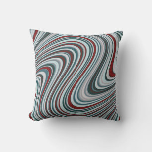 Maroon and Teal Blue Abstract Curvy Shapes Throw Pillow