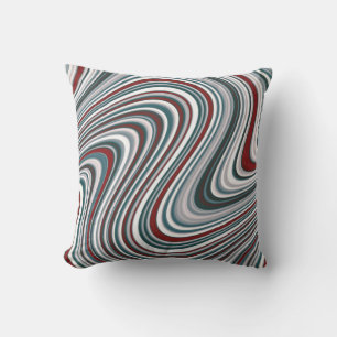 Maroon and Teal Blue Abstract Curvy Shapes Throw Pillow
