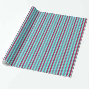 Maroon And Teal Horizontal Stripes Wrapping Paper