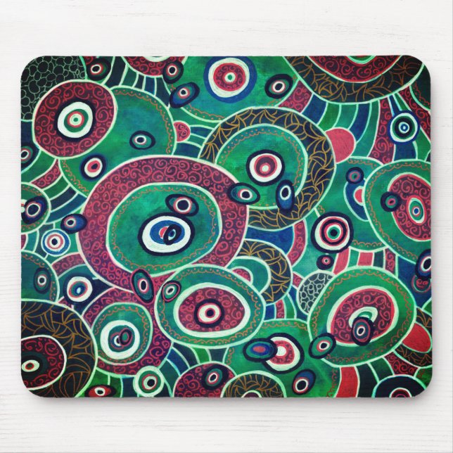 Maroon and Turquoise Circles and Ovals Original Mouse Pad (Front)