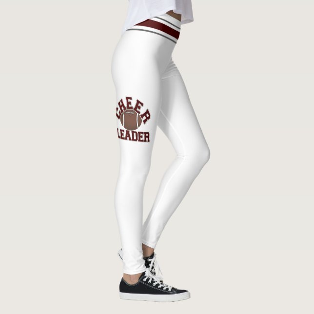 Maroon and White Cheerleaders Personalize Leggings (Right)