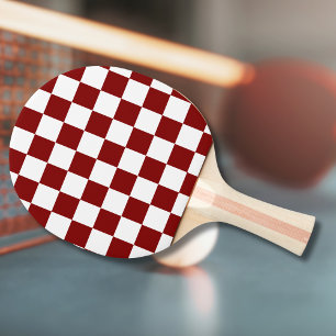 Maroon and White Chequered Vintage Ping Pong Paddle