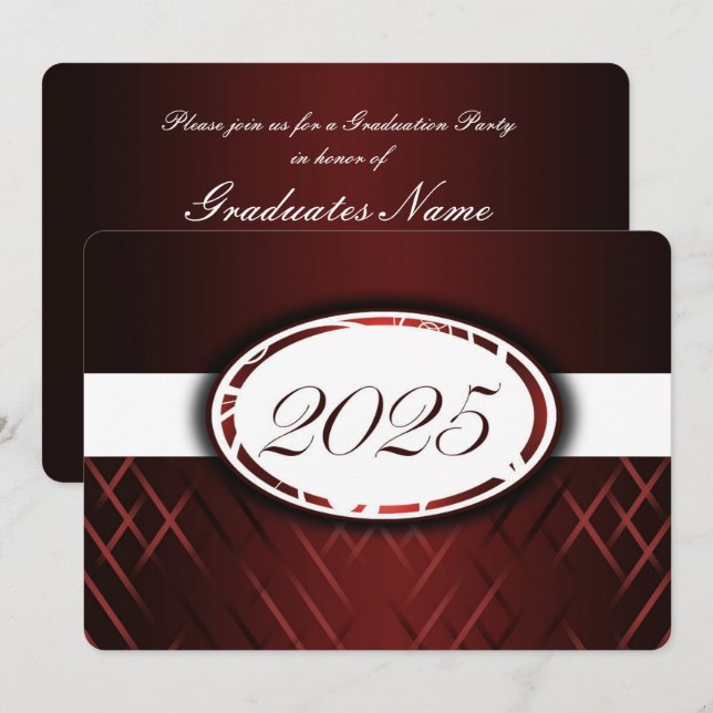 Maroon and White Class of 2025 Party Invitation (Front/Back)
