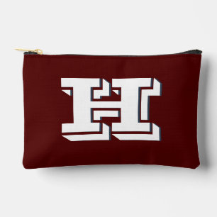 Maroon and White Collegiate Color Style Monogram Accessory Pouch