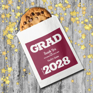 Maroon and White Graduation Party Favour Bag