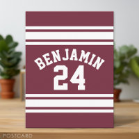 Maroon and White Jersey Stripes Custom Name Number