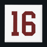 Maroon And White Number 16 Jersey Player Uniform # Magnet<br><div class="desc">Maroon And White Number 16 Jersey Player Uniform #16 Fan</div>