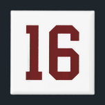 Maroon And White Number 16 Jersey Player Uniform # Magnet<br><div class="desc">Maroon And White Number 16 Jersey Player Uniform #16 Fan</div>