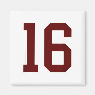 Maroon And White Number 16 Jersey Player Uniform # Magnet