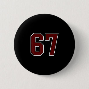 Maroon And White Number 67 Jersey Player Uniform # 2 Inch Round Button