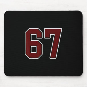 Maroon And White Number 67 Jersey Player Uniform # Mouse Pad
