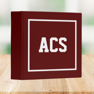 Maroon and White School Colours and Letters Binder