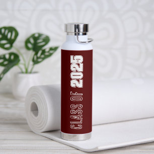 Maroon and White School Colours Class Year Water Bottle