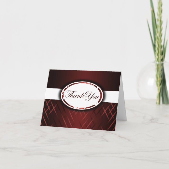Maroon and White Striped Thank You Card (Front)